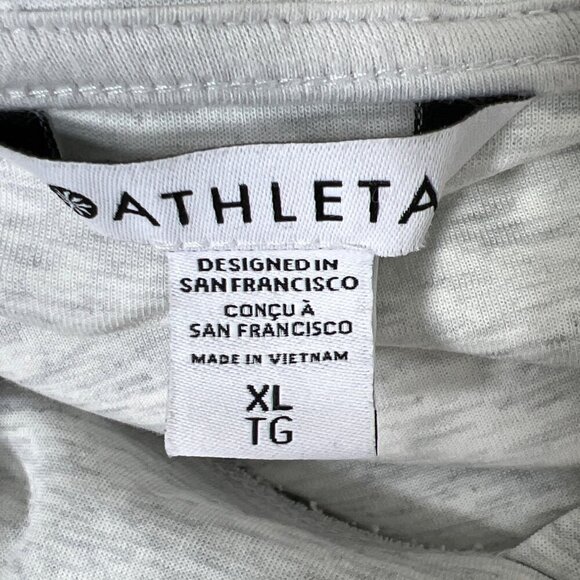 ATHLETA Gallery Hoodie Top Heather Gray/White Sz XL EUC  #983763 - Picture 5 of 6